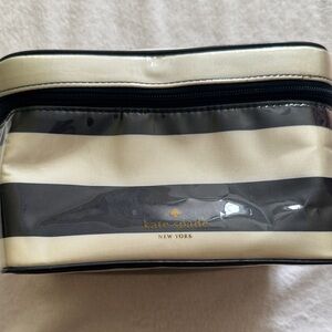Kate Spade Cream and Black Striped Toiletry Bag